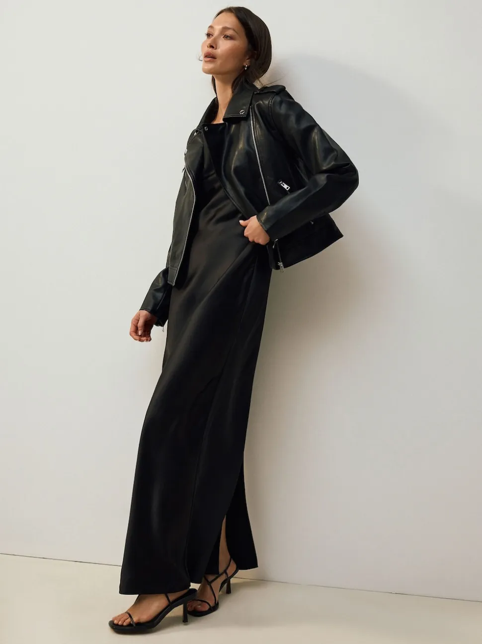 Noir - Veste de motard en cuir faux