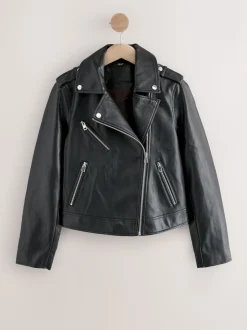 Noir - Veste de motard en cuir faux
