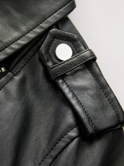 Noir - Veste de motard en cuir faux