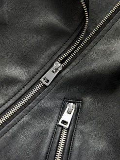 Noir - Veste de motard en cuir faux