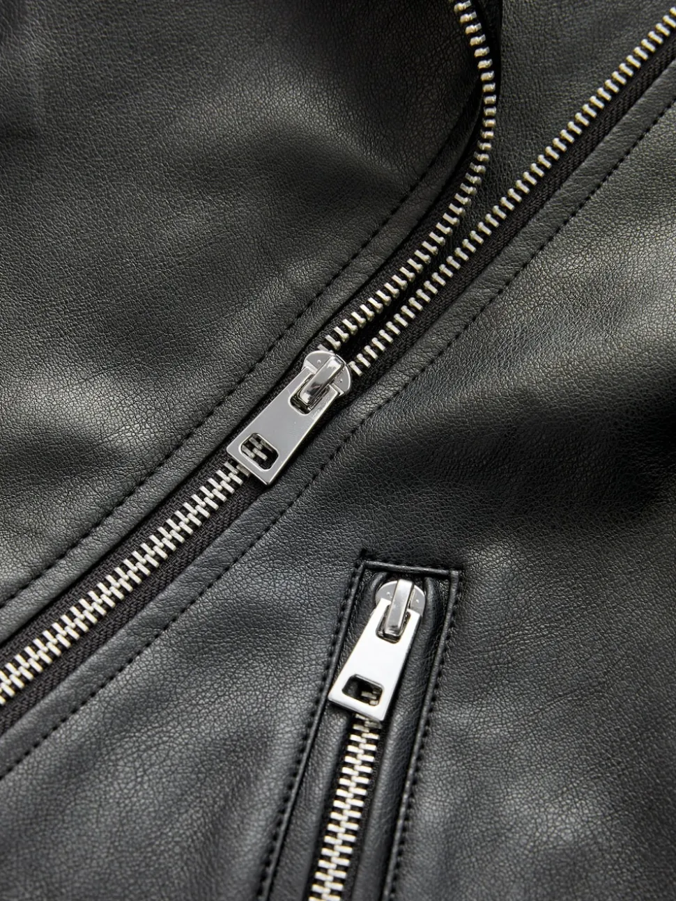 Noir - Veste de motard en cuir faux