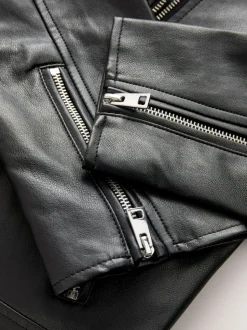 Noir - Veste de motard en cuir faux
