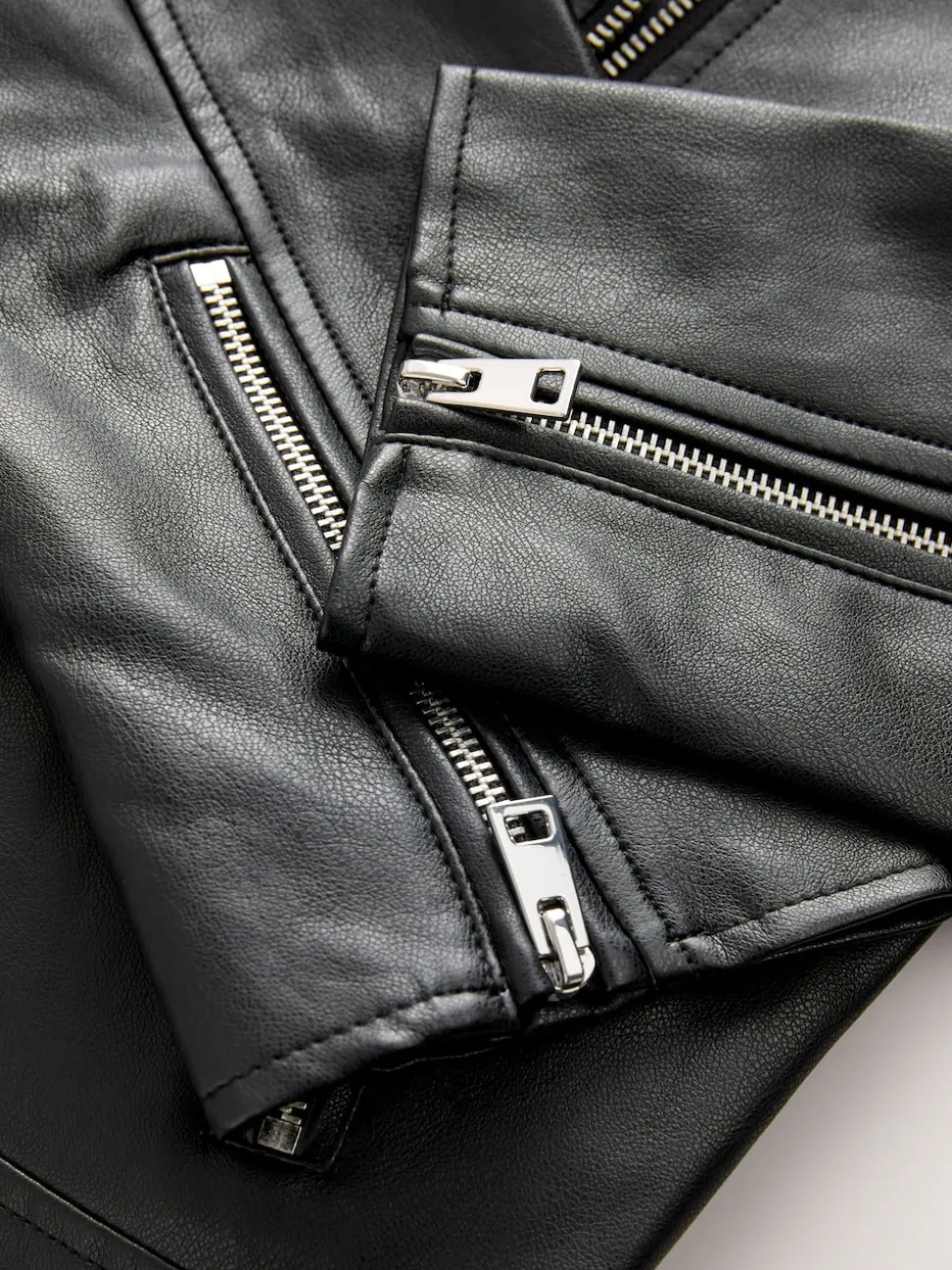Noir - Veste de motard en cuir faux