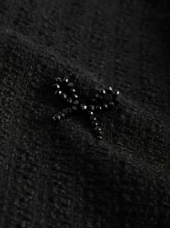 Noir - Veste en boucle à nœud et perles