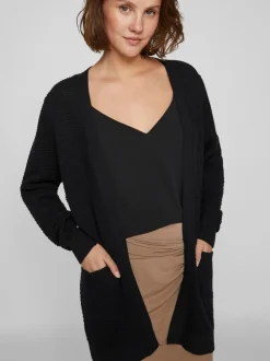 Noir - VILA Long Cardigan 100% coton