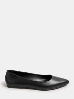 Noir - Yours Curve Coupe large Chaussures plates Point Escarpins