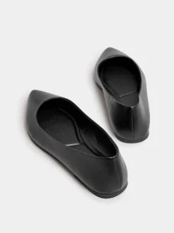 Noir - Yours Curve Coupe large Chaussures plates Point Escarpins
