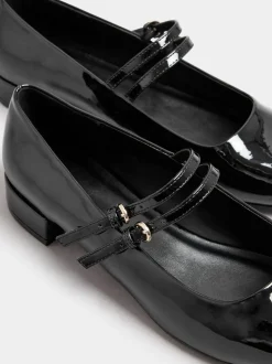Noir - Yours Curve Extra-Wide Mary Jane Fit Low Block Patent Chaussures