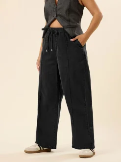 Noir - Yours Curve Jean Ample à coutures avant