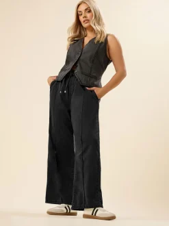 Noir - Yours Curve Jean Ample à coutures avant