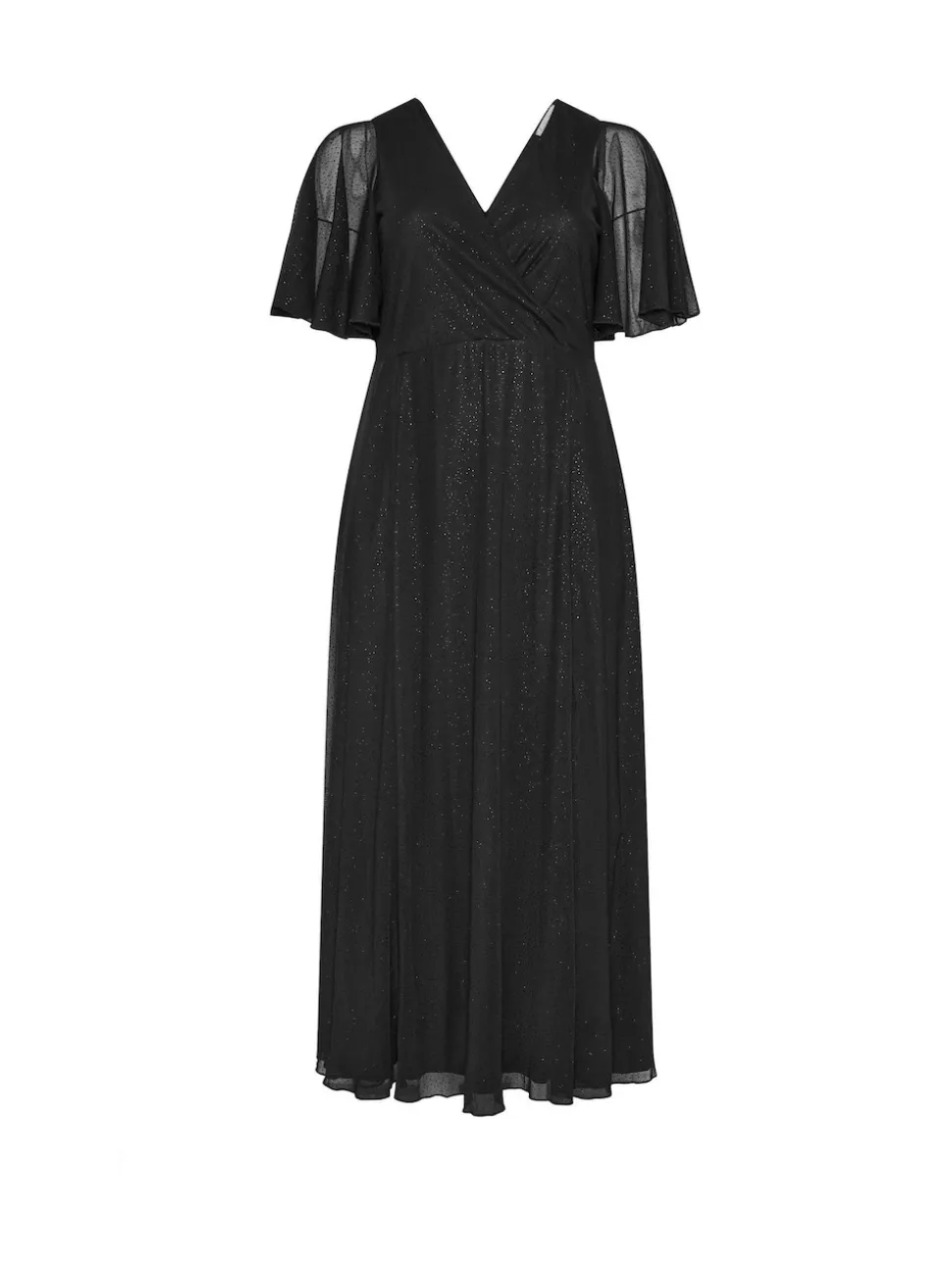 Noir - Yours Curve London Robe longue en maille portefeuille pailletée