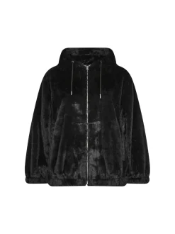 Noir - Yours Curve Polaire à capuche zippée en fausse fourrure