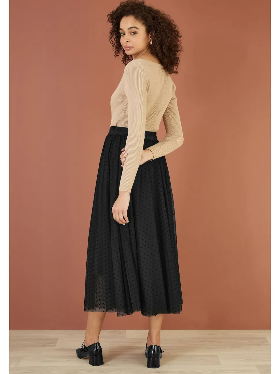 Noir - Yumi Maille Cœur Imprimé Tulle Jupes