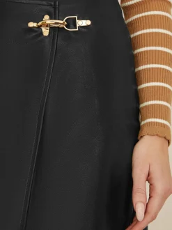 Noir - Yumi Mini Jupes enveloppantes en faux cuir