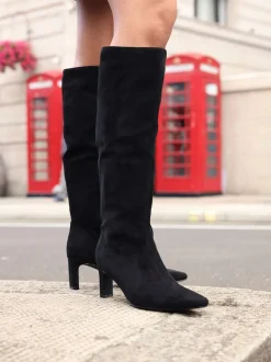 Noir chrome - Linzi Bottes hautes à talon carré Uptown