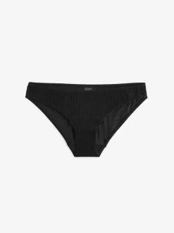 Noir côtelé - Bas de bikini échancré