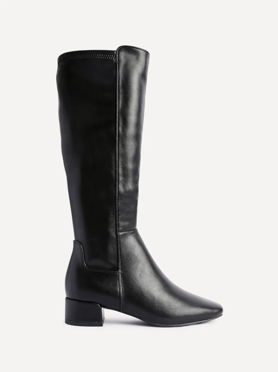 Noir en PU - Bottes hautes Linzi Revolve extensibles avec talon bas