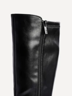 Noir en PU - Bottes hautes Linzi Revolve extensibles avec talon bas