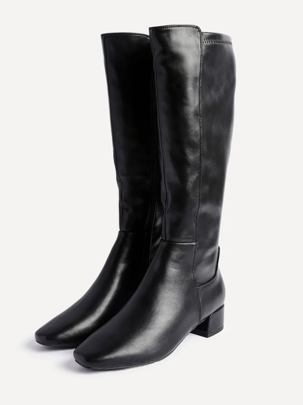 Noir en PU - Bottes hautes Linzi Revolve extensibles avec talon bas