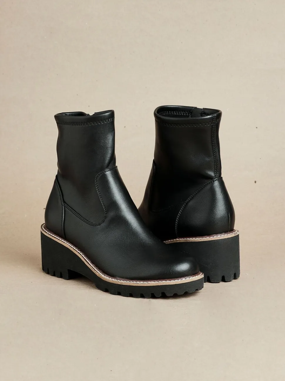 Noir en PU - Bottes Linzi Trish extensibles à talon compensé
