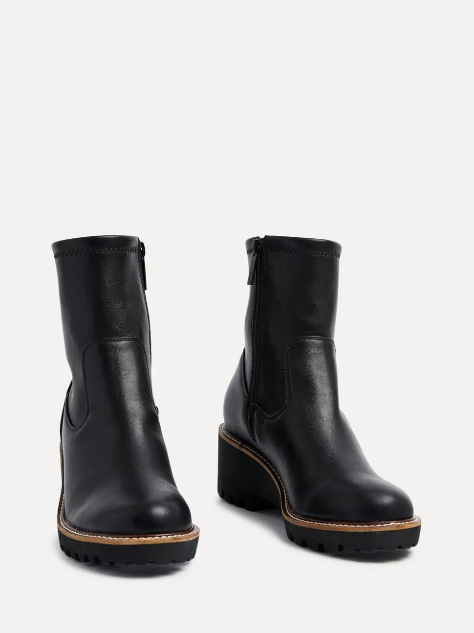 Noir en PU - Bottes Linzi Trish extensibles à talon compensé