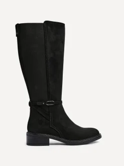 Noir foncé - Bottes Linzi Power hautes avec panneau latéral extensible et détail de boucle
