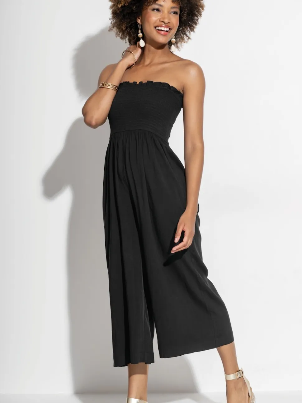 Noir foncé - Combinaison de plage Pour Moi bustier à corsage froncé