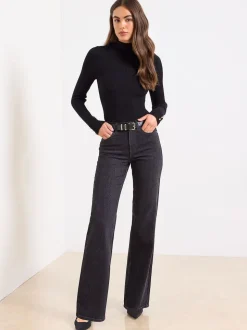 noir imprimé serpent - Lipsy - Jean à jambe large et à taille moyenne