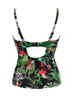 Noir imprimé tropical - Pour Moi Tankini matelassé à armatures Palerme