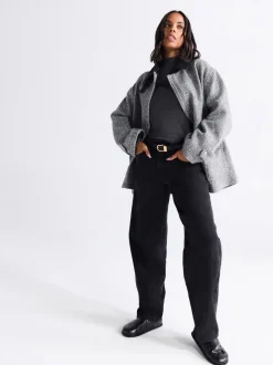 Noir lavé - Jean ample taille mi-haute