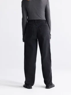 Noir lavé - Jean ample taille mi-haute