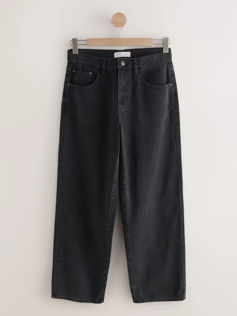 Noir lavé - Jean ample taille mi-haute