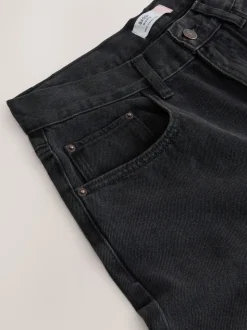 Noir lavé - Jean ample taille mi-haute