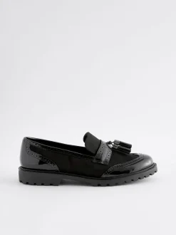 Noir mélangé - Mocassins épais à crampons et détails à glands