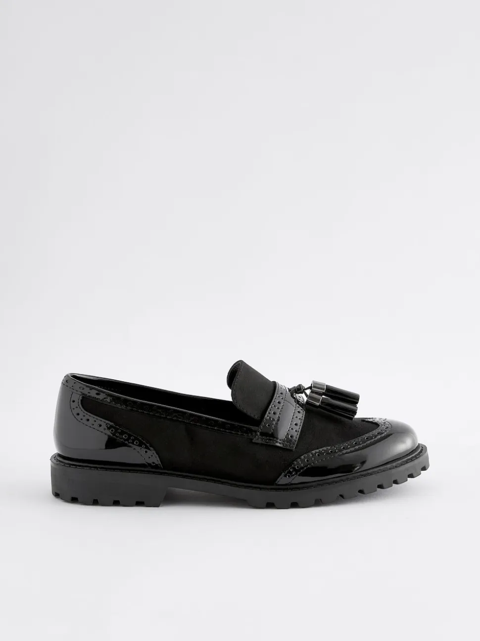 Noir mélangé - Mocassins épais à crampons et détails à glands