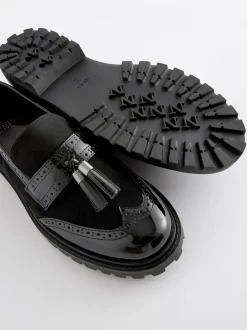 Noir mélangé - Mocassins épais à crampons et détails à glands