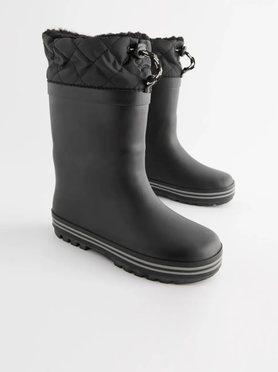 Noir monochrom - Bottes en caoutchouc fourrées