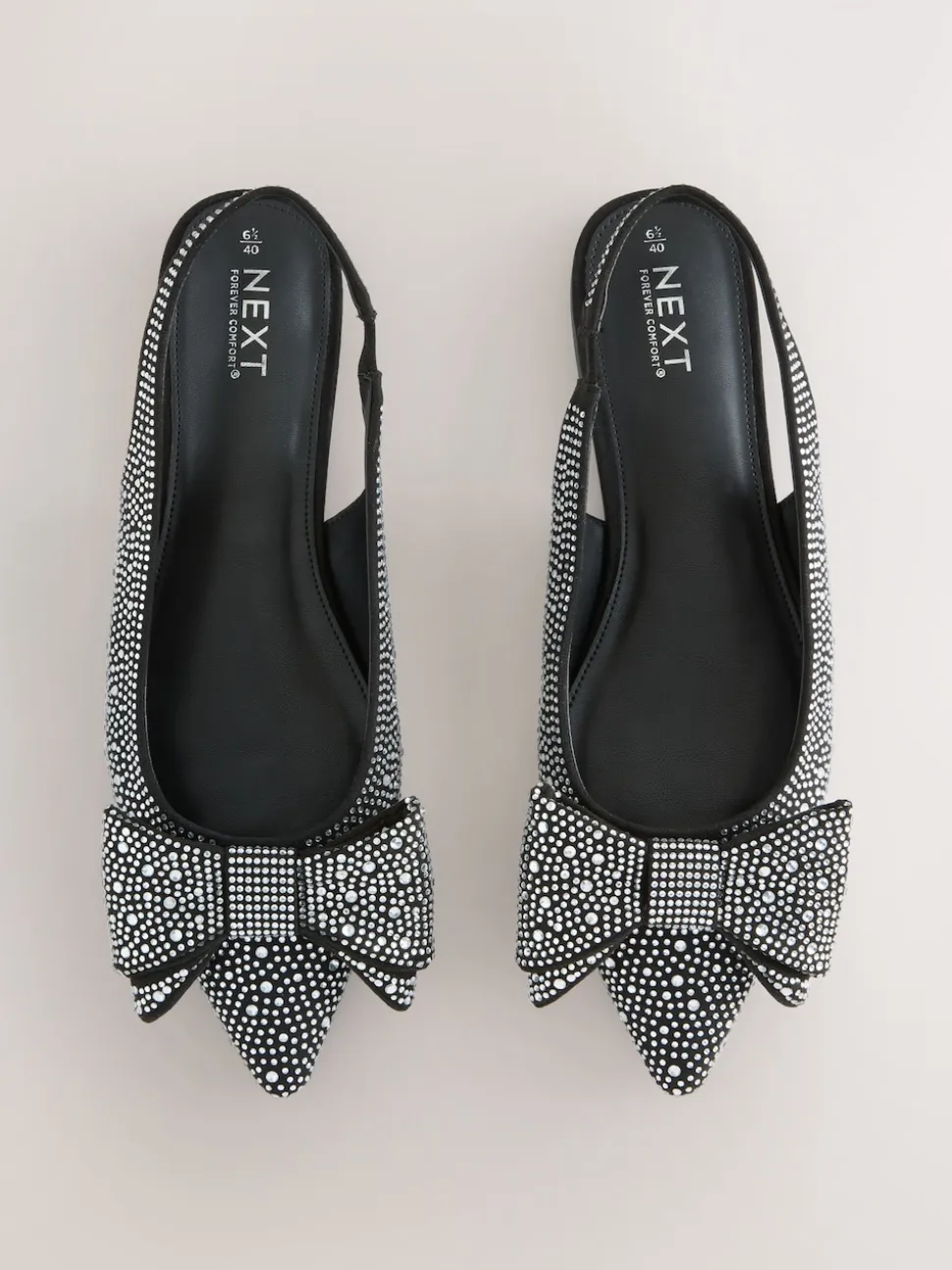 Noir thermocollé - Chaussures plates Forever Comfort® à bout pointu et bride arrière à nœud