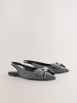 Noir thermocollé - Chaussures plates Forever Comfort® à bout pointu et bride arrière à nœud