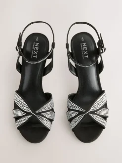 Noir thermocollé - Sandales à talons Forever Comfort® en cuir à talons avant et treillis