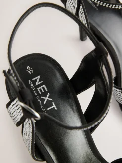 Noir thermocollé - Sandales à talons Forever Comfort® en cuir à talons avant et treillis