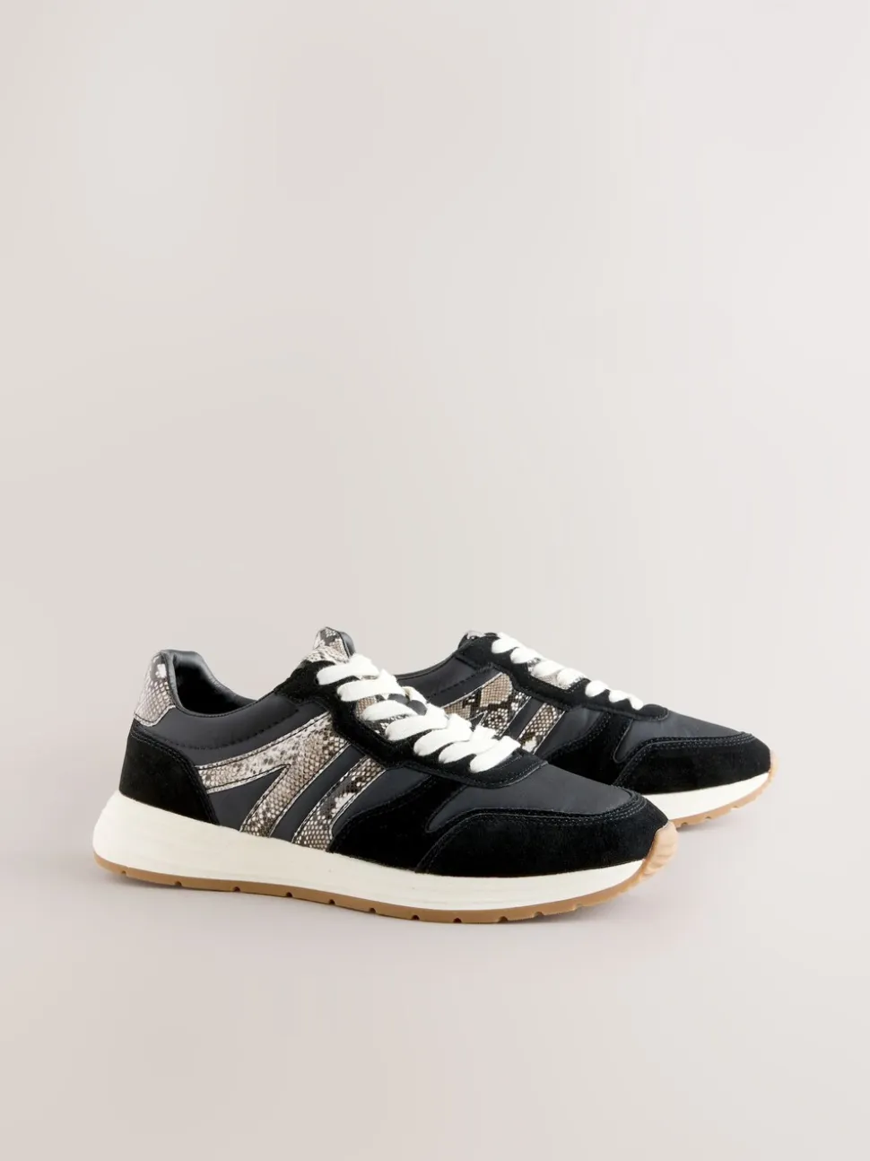 Noir/Animal - Baskets à lacets Forever Comfort® en cuir
