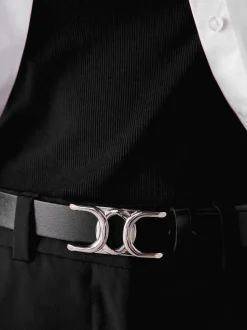 Noir/argenté - Ceinture Regular Statement en cuir à boucle