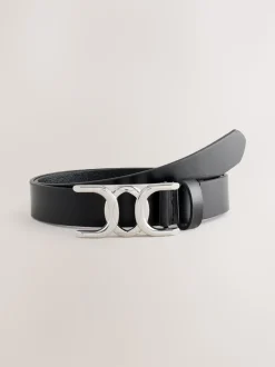Noir/argenté - Ceinture Regular Statement en cuir à boucle