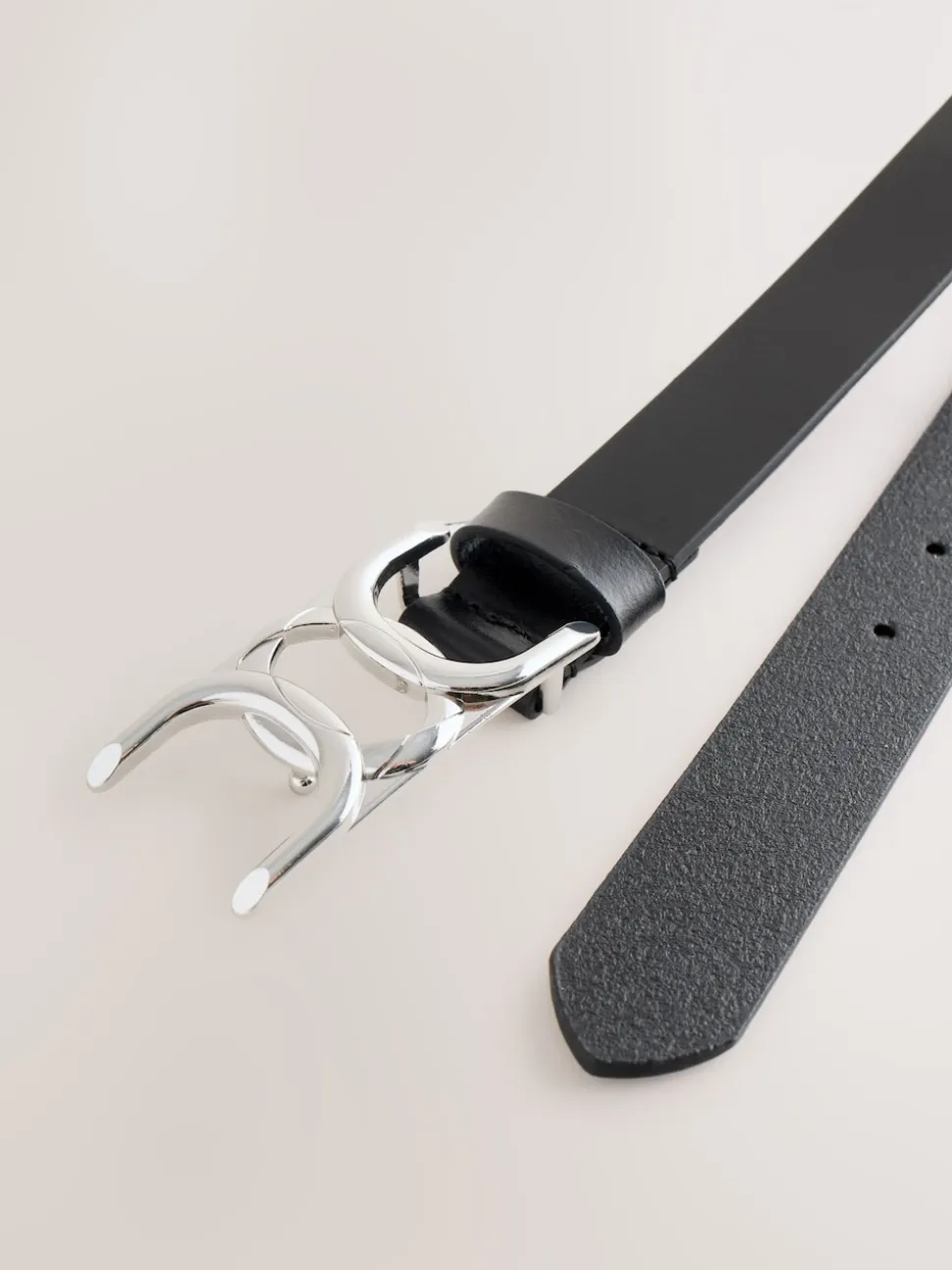 Noir/argenté - Ceinture Regular Statement en cuir à boucle