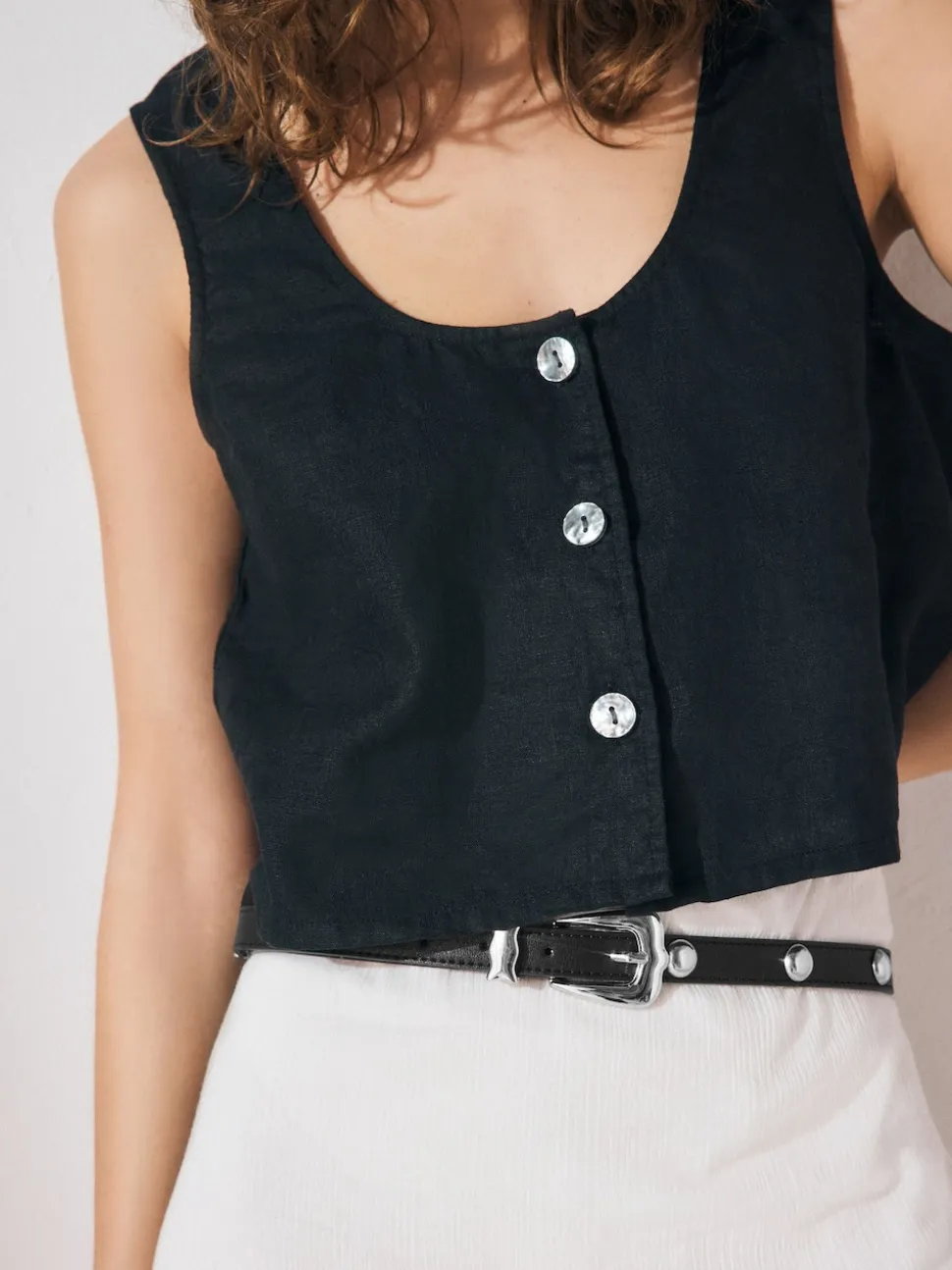 Noir/Argent - Ceintures Skinny Western Pu