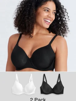 Noir/Blanc - DD Light Pad Soutien-gorge T-shirt à bonnets lissants 2 Pack