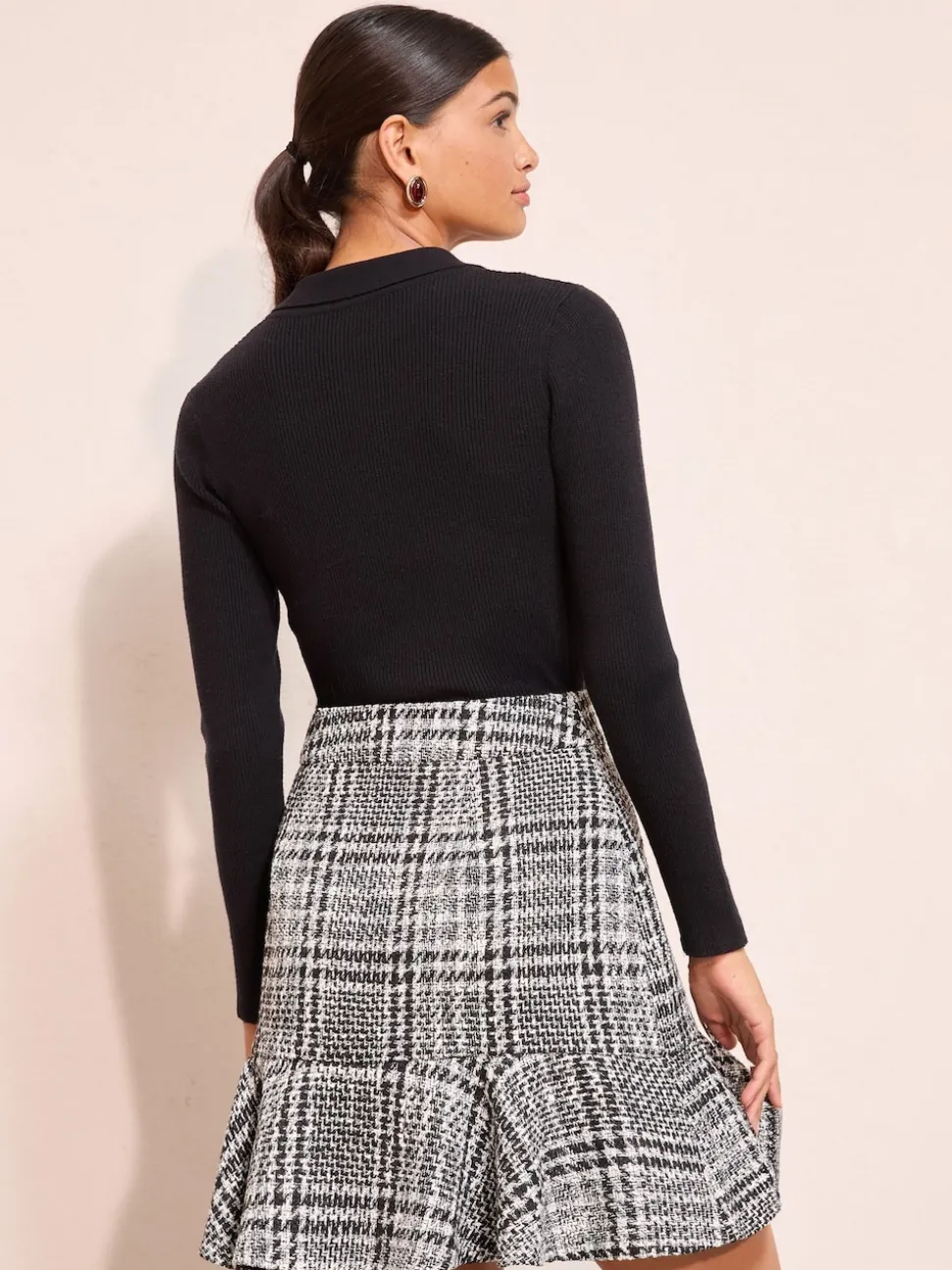 Noir/Blanc - Friends Like These mini-jupe flippy en boucle