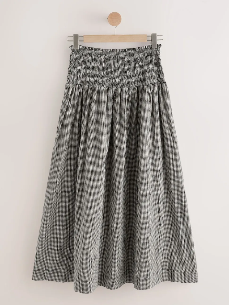 Noir/Blanc - Jupe longue vichy taille basse