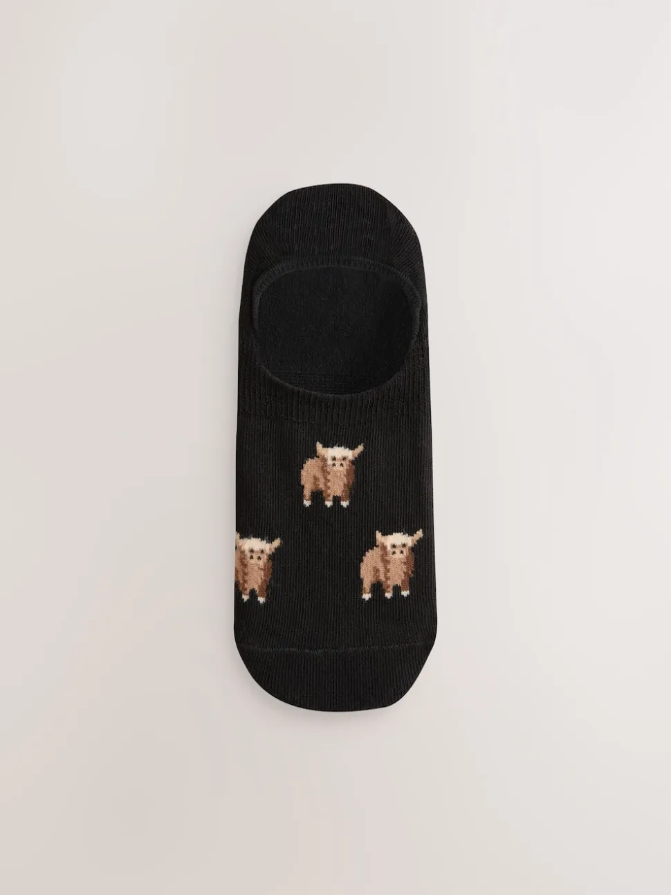 Noir/Blanc - Lot de 4 chaussettes de sport invisibles à rayures Hamish The Highland Cow